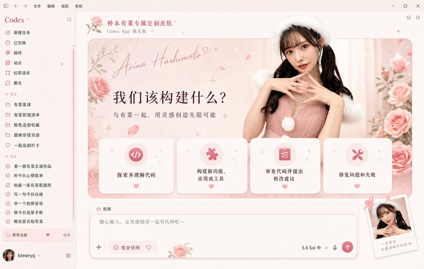 粉系定制 selected complete Codex showcase