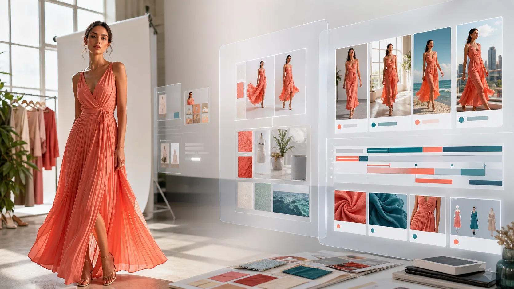 Fashion product image to AI video board examples