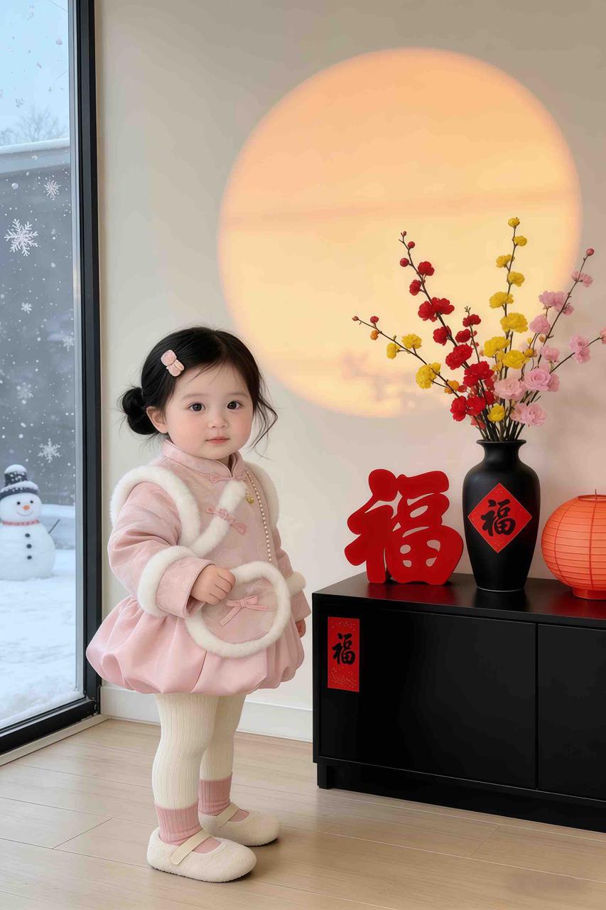 童装静物展示 AI 童装提示词 15 Qwen Image prompt example: 童装静物展示场景的 AI 童装图片提示词,适合童装店、小红书图文、电商主图和儿童穿搭内容生成 9:16 竖版氛围图。