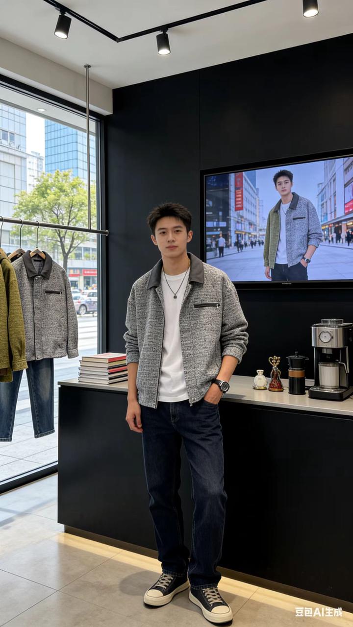 工装机能男装 AI 男装提示词 5 Qwen Image 프롬프트 예시 변형 2: 工装机能男装场景的 AI 男装图片提示词，适合男装店、小红书图文、电商主图和男士穿搭内容生成 9:16 竖版氛围图。