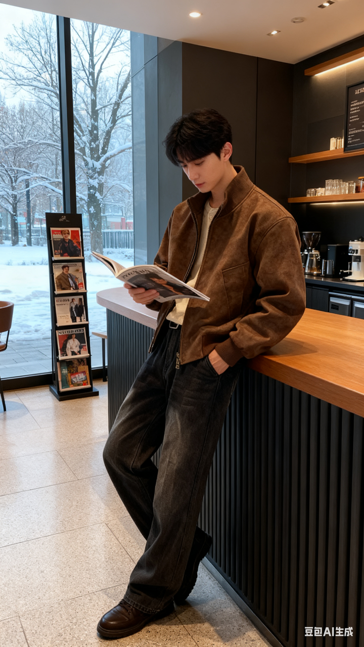 AI 男装提示词 7 Qwen Image prompt example variation 2: AI 男装场景的 AI 男装图片提示词,适合男装店、小红书图文、电商主图和男士穿搭内容生成 9:16 竖版氛围图。