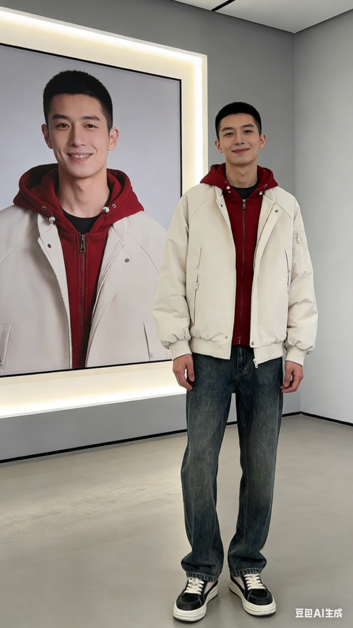 AI 男装提示词 9 Qwen Image prompt example variation 2: AI 男装场景的 AI 男装图片提示词,适合男装店、小红书图文、电商主图和男士穿搭内容生成 9:16 竖版氛围图。