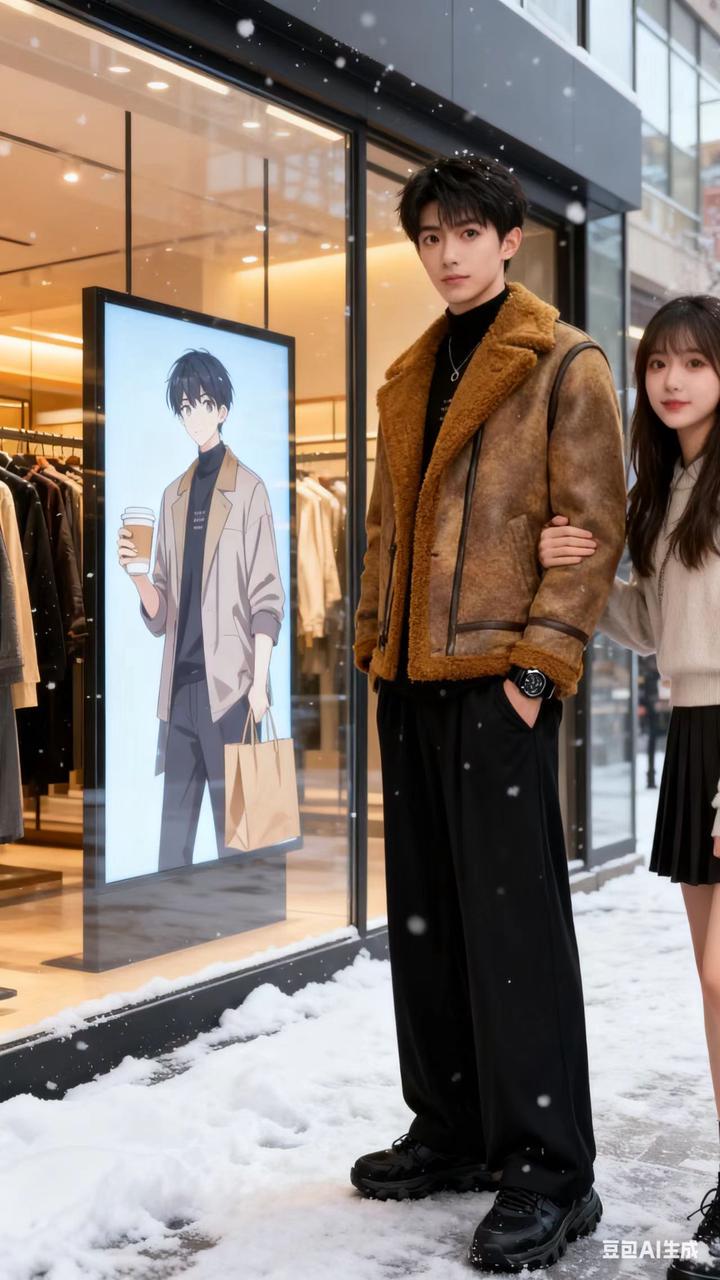 男装店展示 AI 男装提示词 17 Qwen Image prompt example variation 2: 男装店展示场景的 AI 男装图片提示词，适合男装店、小红书图文、电商主图和男士穿搭内容生成 9:16 竖版氛围图。