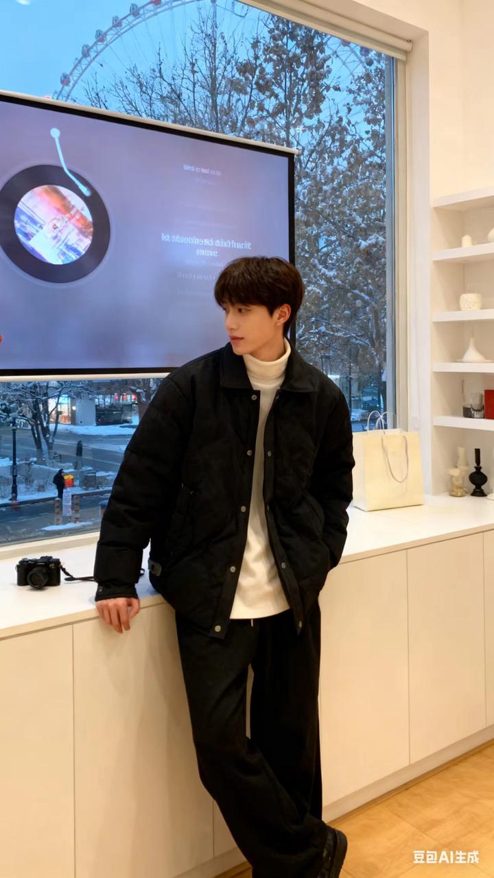 男装店展示 AI 男装提示词 20 Qwen Image prompt example variation 2: 男装店展示场景的 AI 男装图片提示词,适合男装店、小红书图文、电商主图和男士穿搭内容生成 9:16 竖版氛围图。