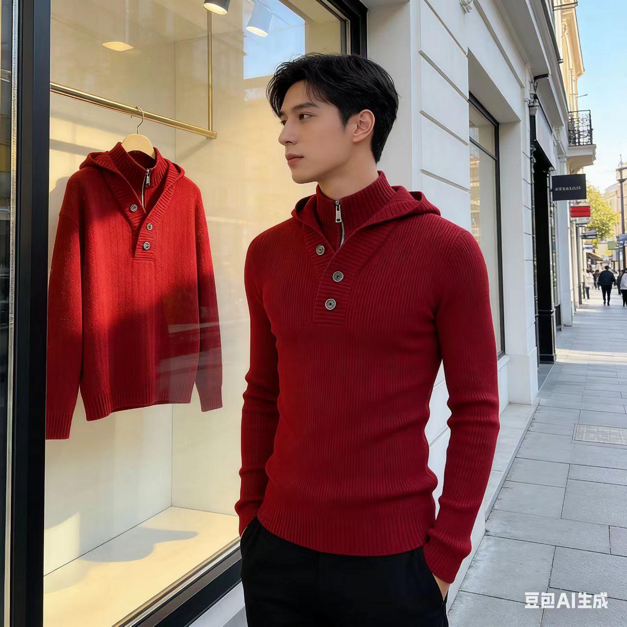 男装街拍 AI 男装提示词 57 Qwen Image prompt example variation 2: 男装街拍场景的 AI 男装图片提示词，适合男装店、小红书图文、电商主图和男士穿搭内容生成 9:16 竖版氛围图。