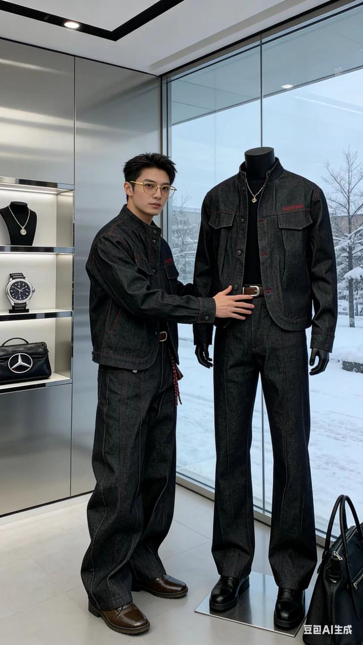 男装店展示 AI 男装提示词 29 GPT Image 2 prompt example variation 2: 男装店展示场景的 AI 男装图片提示词,适合男装店、小红书图文、电商主图和男士穿搭内容生成 9:16 竖版氛围图。