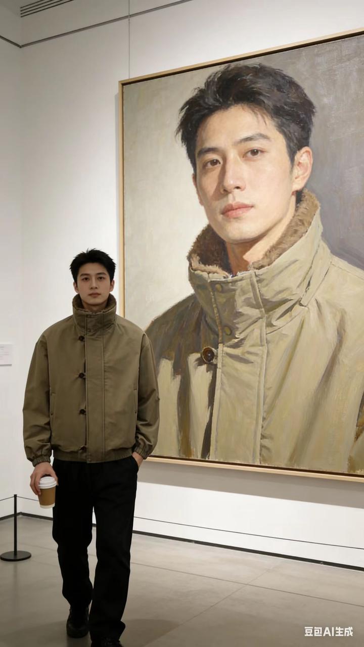 男装对镜自拍 AI 男装提示词 34 Qwen Image prompt example variation 2: 男装对镜自拍场景的 AI 男装图片提示词,适合男装店、小红书图文、电商主图和男士穿搭内容生成 9:16 竖版氛围图。