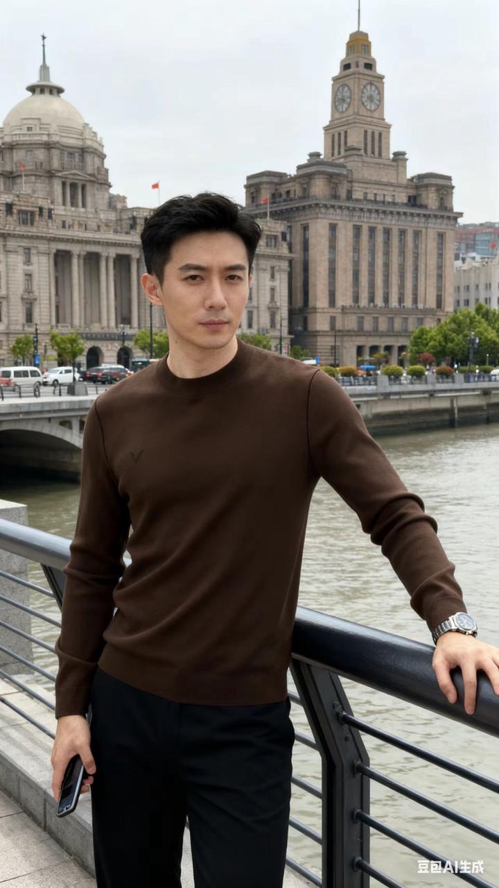 男装对镜自拍 AI 男装提示词 35 Qwen Image prompt example variation 2: 男装对镜自拍场景的 AI 男装图片提示词，适合男装店、小红书图文、电商主图和男士穿搭内容生成 9:16 竖版氛围图。