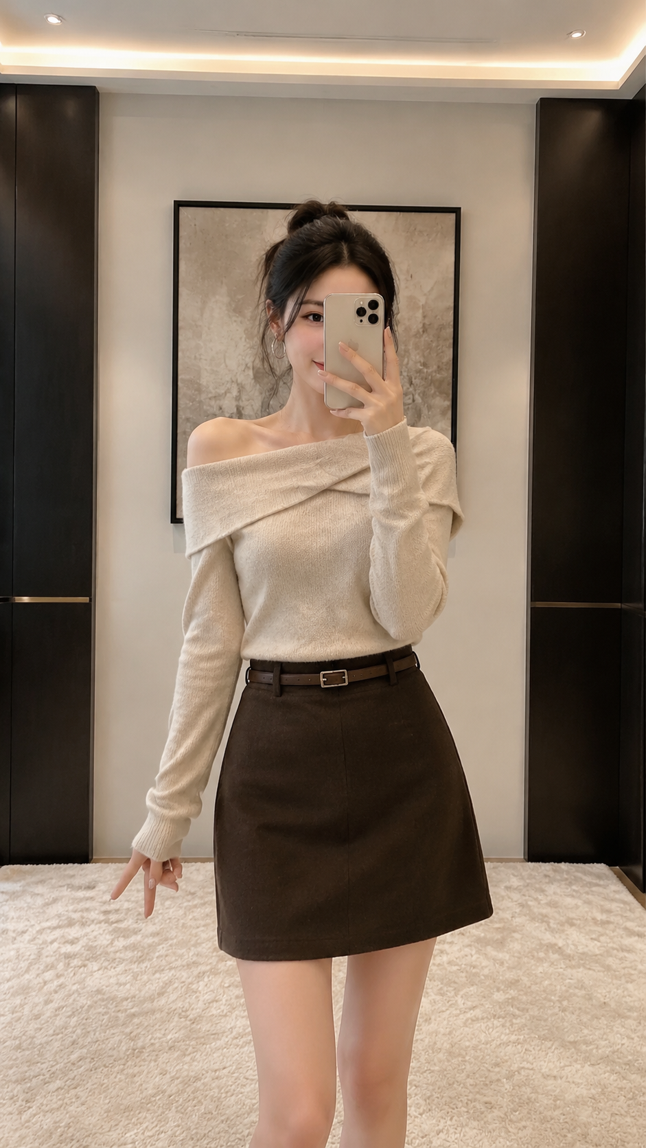休闲居家 AI 女装提示词 1 Qwen Image prompt example: 休闲居家场景的 AI 女装图片提示词,适合女装店、小红书图文、电商主图和穿搭博主生成 9:16 竖版氛围图。