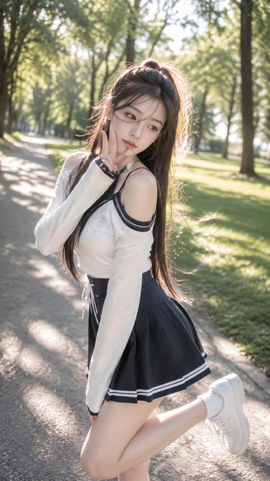 春日清新 AI 女装提示词 4 Qwen Image prompt example: 春日清新场景的 AI 女装图片提示词,适合女装店、小红书图文、电商主图和穿搭博主生成 9:16 竖版氛围图。