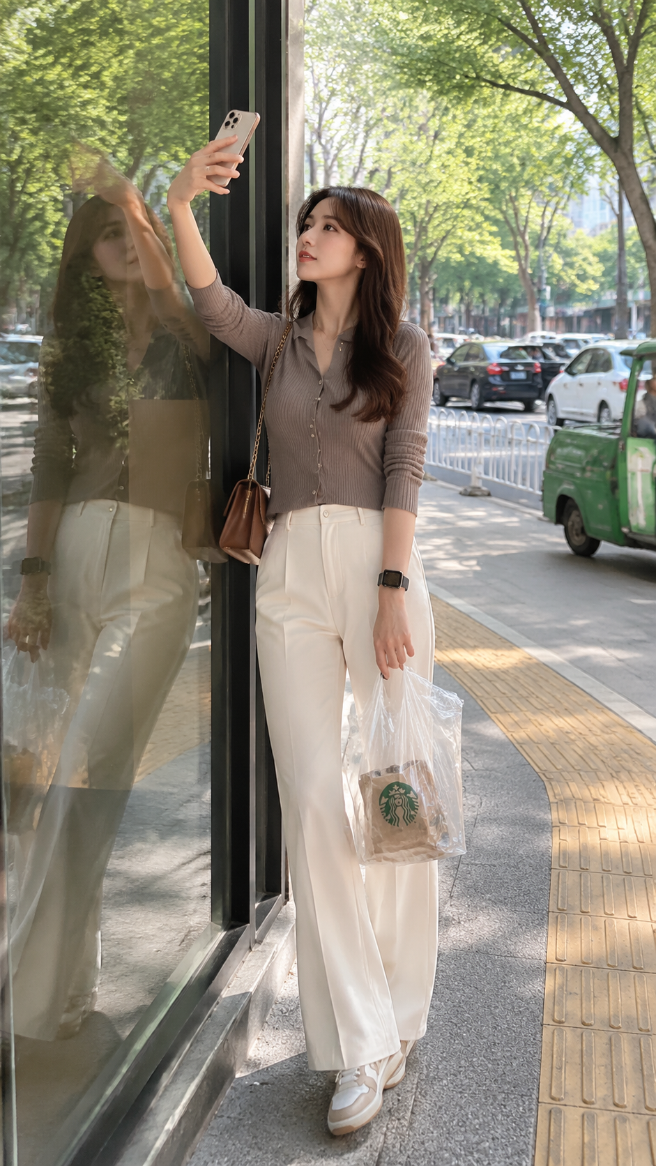 玻璃自拍纪实写真 AI 女装提示词 2
