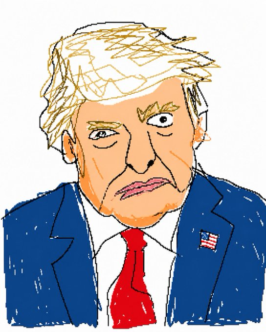 笨拙的 MS Paint 风格重绘 Qwen Image prompt example variation 2: 一项将任何输入图像重绘为刻意笨拙、低质量 MS Paint 风格的指令，呈现出一种在白色背景上用鼠标绘制的效果。