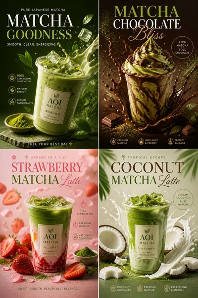 商业食品摄影海报 Qwen Image 프롬프트 예시 변형 2: 一个可自定义的模板,用于创作超写实食品与饮料海报,包含动态配料、液体飞溅和奢华商业灯光效果。