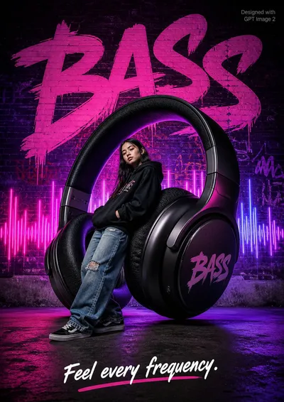 街头风 BASS 耳机海报 GPT Image 2 提示词案例