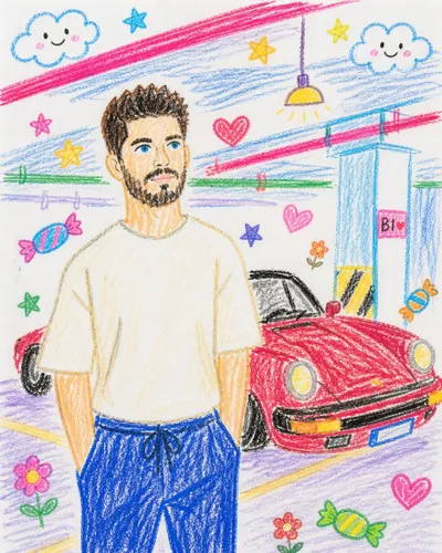 Childlike Crayon Drawing Re-creation Qwen Image 프롬프트 예시 변형 2: A prompt to transform an existing image into a simplified crayon drawing, as if created by a young child with...