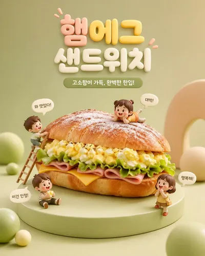 3D Q 版美食广告场景 のQwen Imageプロンプト例 バリエーション 4: 一个令人愉悦的提示词，用于创作 3D 美食广告，包含超大号零食和皮克斯风格的可爱 Q 版角色，非常适合高端商业海报。