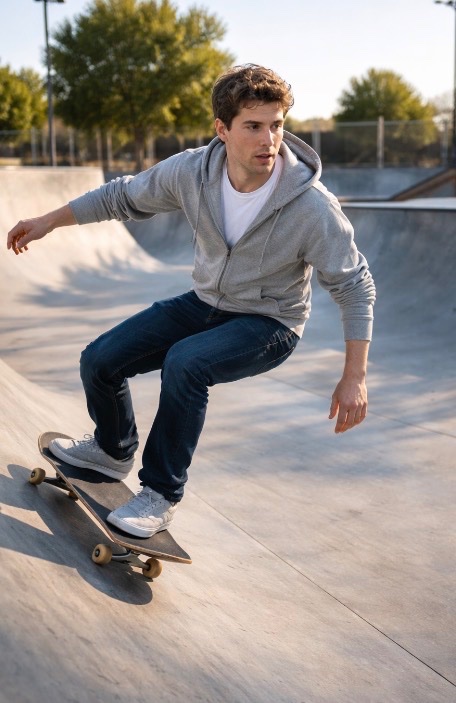 tech founder Skateboarding Test Prompt Qwen Image 프롬프트 예시: A simple prompt for GPT Image 2 featuring tech founder on a skateboard at a skatepark, used to test the model's subject...