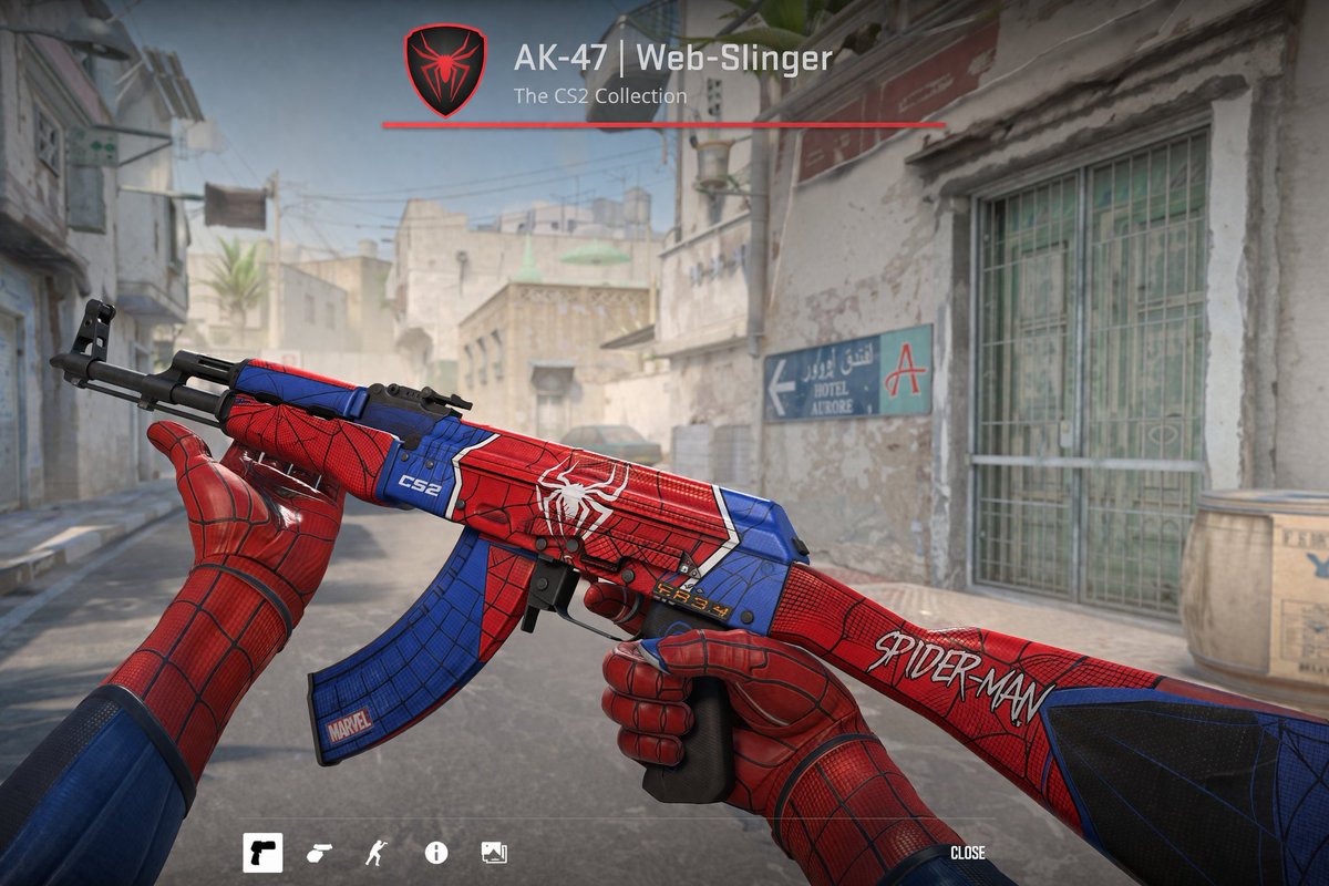FPS Custom Weapon Skin Screenshot のQwen Imageプロンプト例: Generates a first-person view of a video game weapon with a custom themed skin and HUD elements.