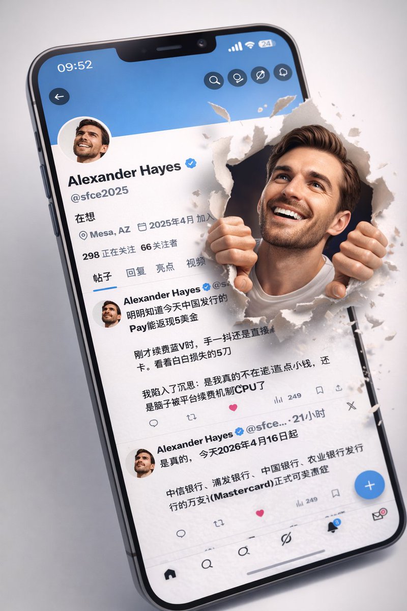 3D Realistic X Profile Interface 的 GPT Image 2 提示词示例图 变化图 2：A detailed prompt for generating a hyper-realistic 3D social media profile interface based on a reference screenshot...