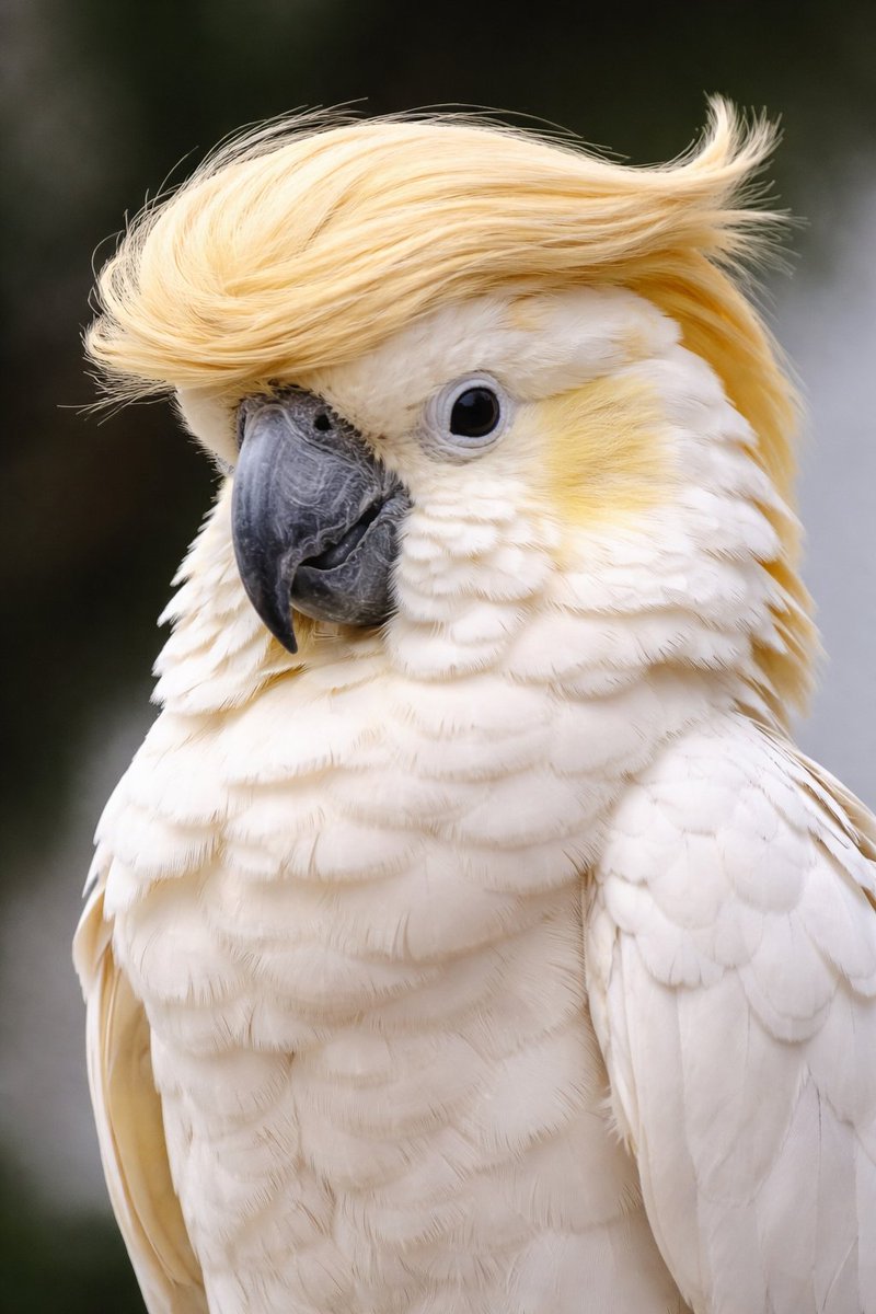 Cockatoo with a Comb-Over のQwen Imageプロンプト例: Generates a photorealistic portrait of a bird with a humorous, human-like hairstyle.