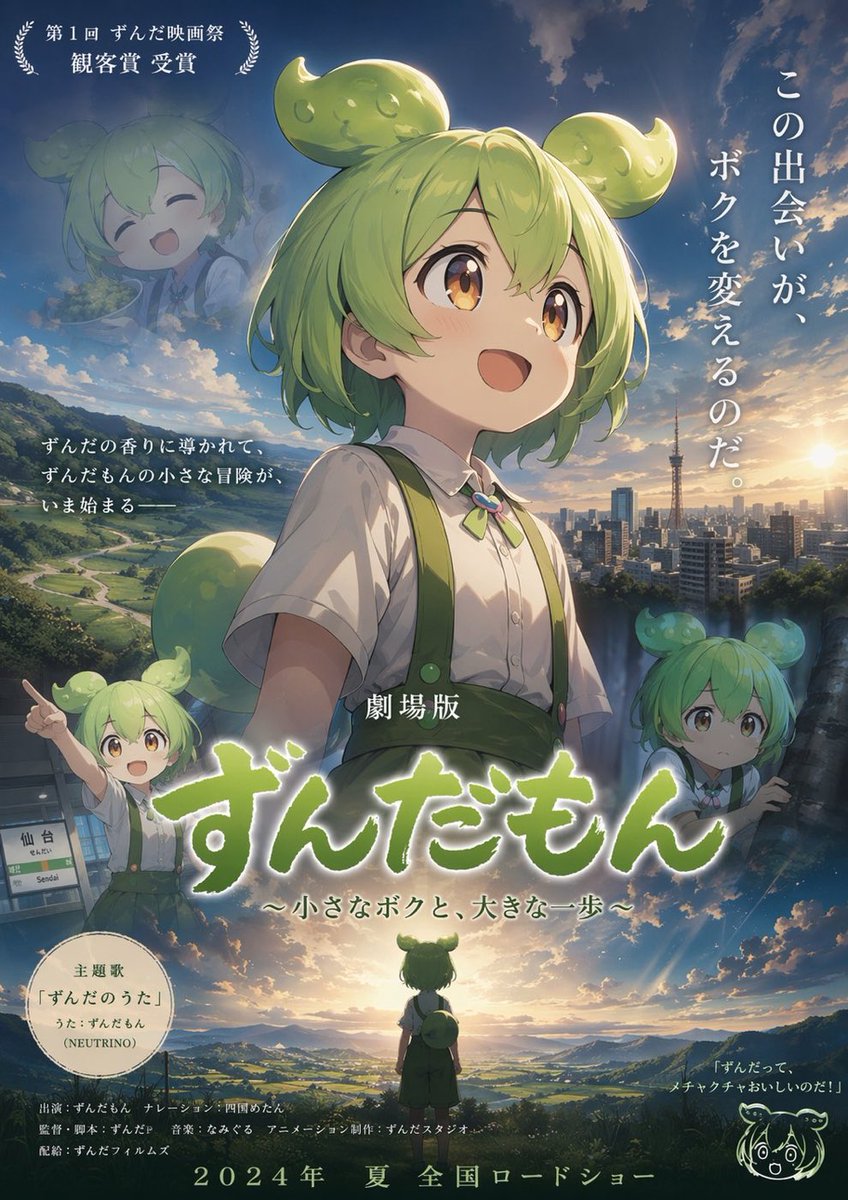 Anime Movie Poster Layout GPT Image 2 prompt example: Generates a highly detailed anime movie poster with multiple character vignettes, text blocks, and a dramatic background.