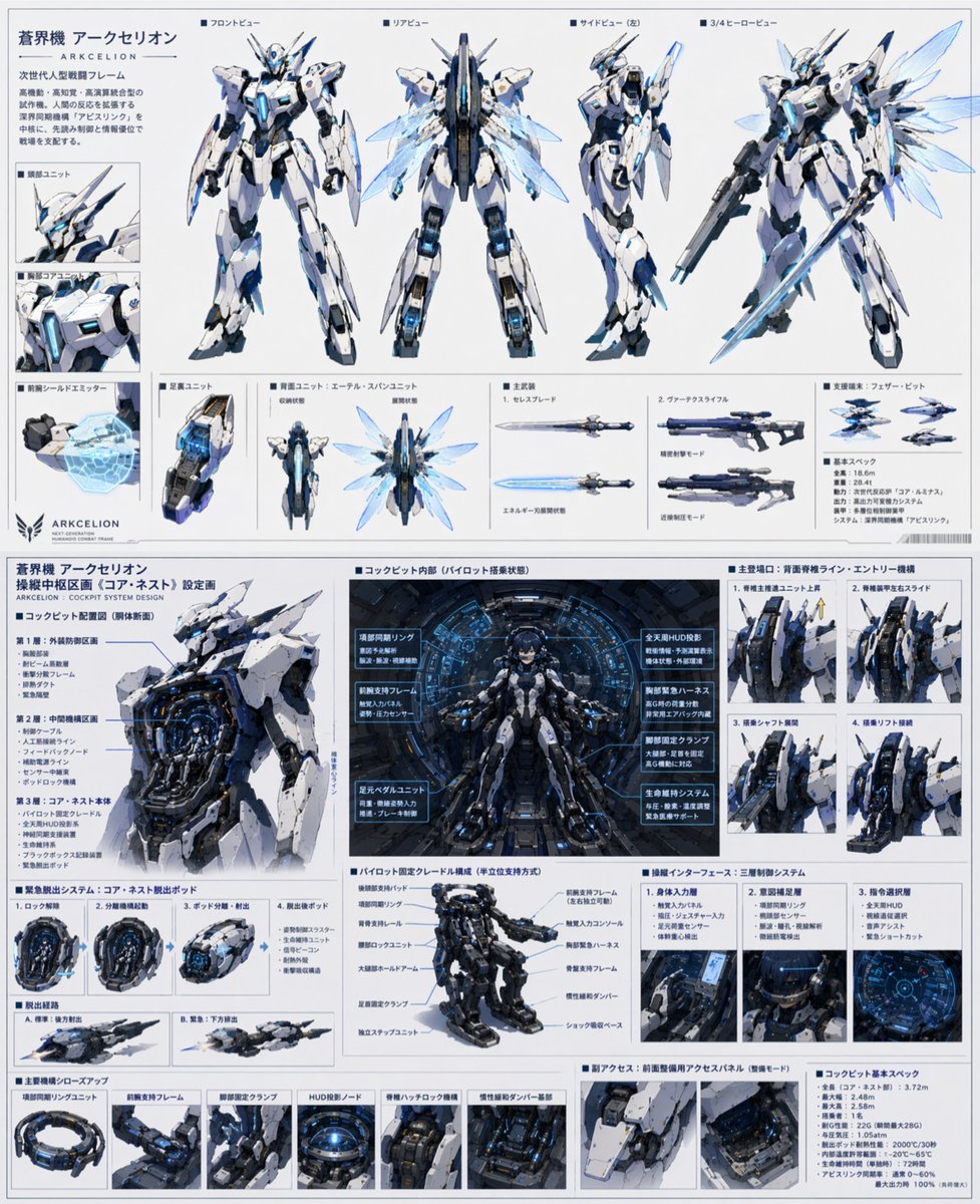 Mecha Protagonist Design GPT Image 2 prompt example: A prompt for generating high-tech, futuristic mecha designs suitable for a robot anime protagonist.