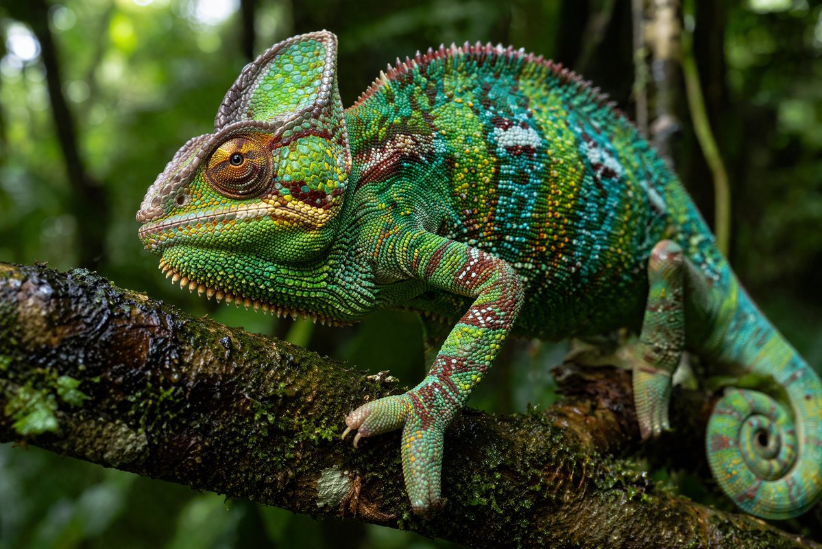 Macro Wildlife Photography のQwen Imageプロンプト例 バリエーション 4: Generates a highly detailed, close-up photograph of an animal in its natural habitat with a shallow depth of field.