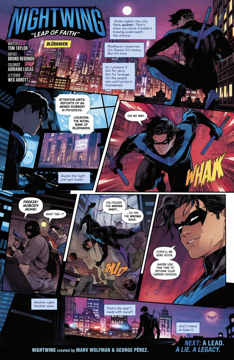 Multi-Panel Comic Book Page Qwen Image prompt example: Generates a fully lettered, multi-panel comic book page featuring dynamic action, dialogue, narration, and integrated...
