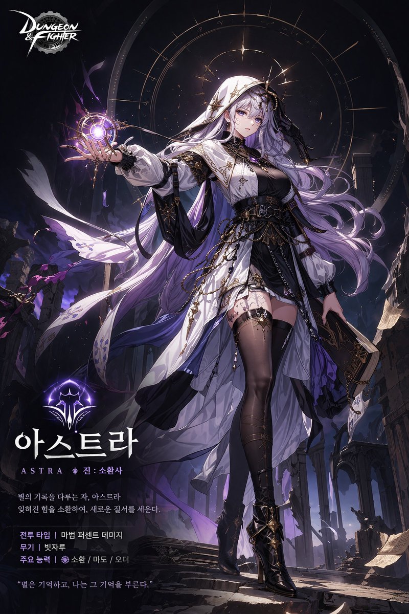 Anime Game Character Promo Poster Qwen Image prompt example: Generates a promotional poster for an anime-style game character featuring a full-body illustration, background...