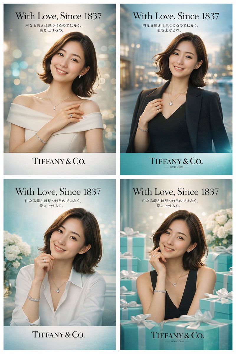 High-Quality Brand Poster Generator GPT Image 2 prompt example variation 2: A detailed prompt for creating professional Tiffany & Co. style advertisements using reference images...