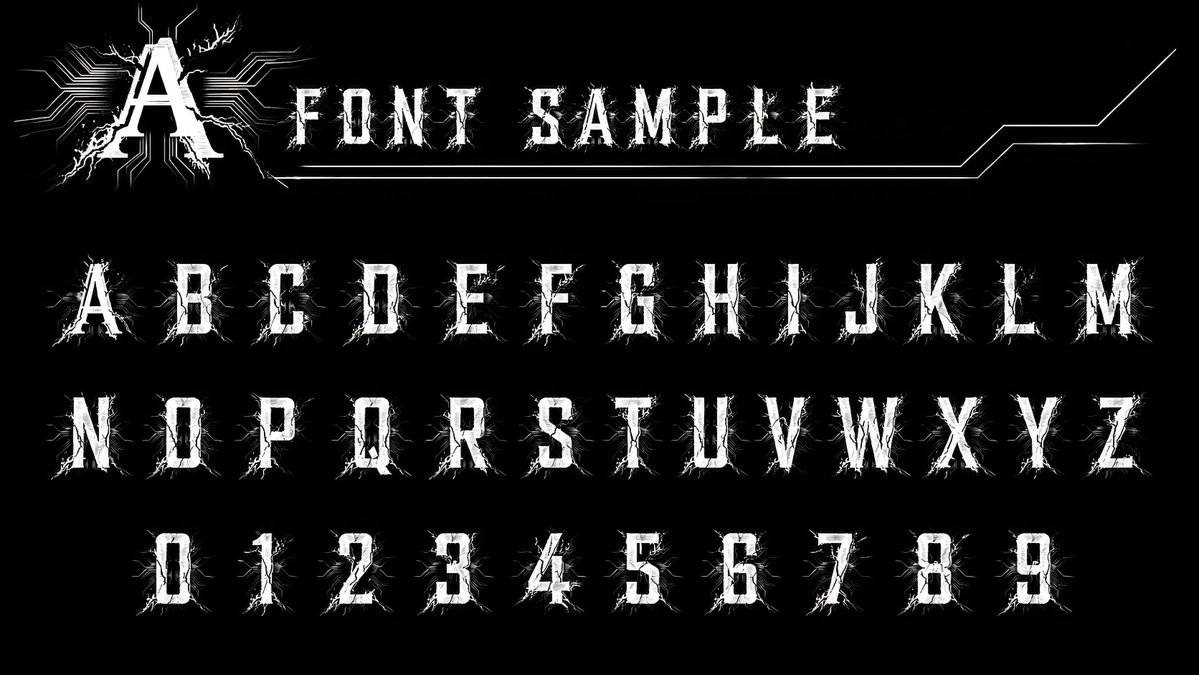 Alphanumeric font catalog prompt 的 Qwen Image 提示词示例图：A prompt to generate a font specimen image featuring letters and numbers based on an existing design.