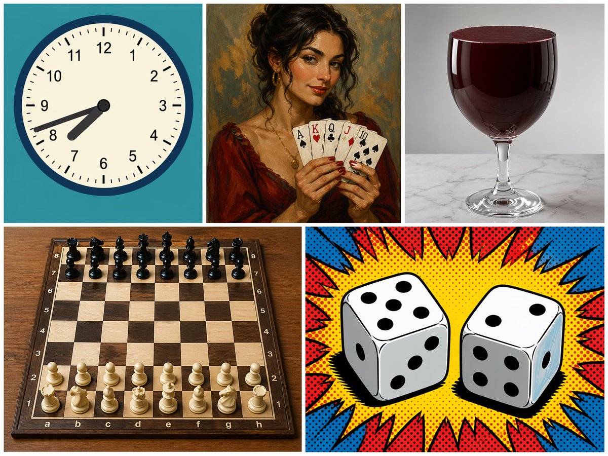 5-Panel Mixed Style Collage GPT Image 2 prompt example: Generates a 5-panel grid featuring distinct subjects and art styles, useful for testing model versatility and composition.