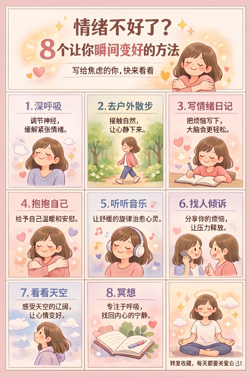 9-Panel Self-Care Infographic Grid GPT Image 2 prompt example: Generates a 9-panel educational infographic poster with a header and 8 illustrated steps, ideal for social media...