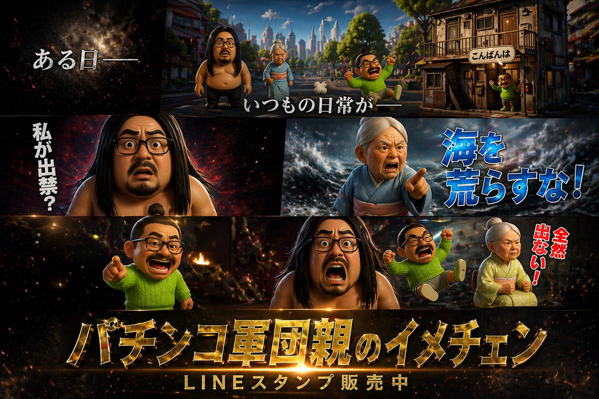 3D Cinematic Multi-Panel Promo Poster Qwen Image prompt example: A multi-panel promotional poster featuring 3D caricature characters with dramatic backgrounds and customizable...