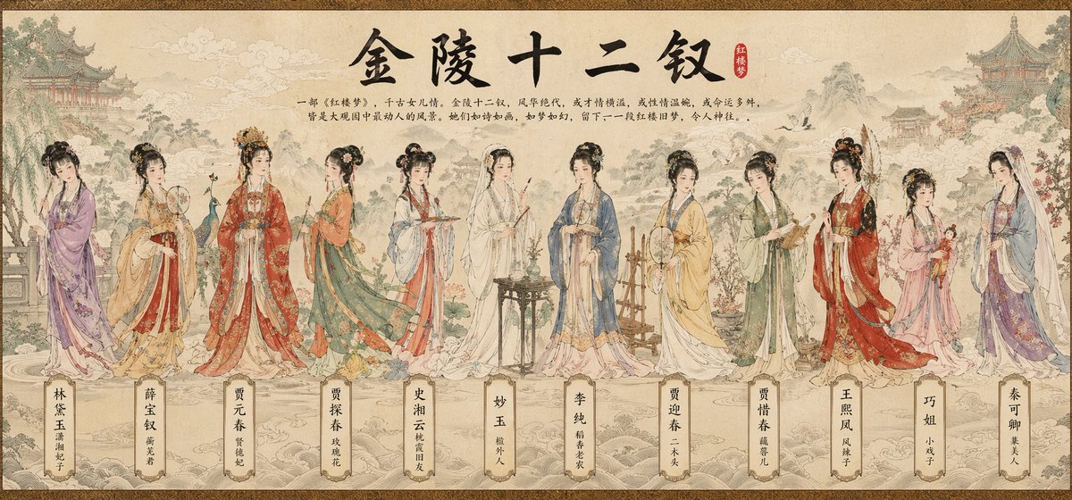 Traditional Chinese Scroll Illustration GPT Image 2 prompt example: A highly detailed prompt for creating a traditional Chinese gongbi style long scroll poster featuring...
