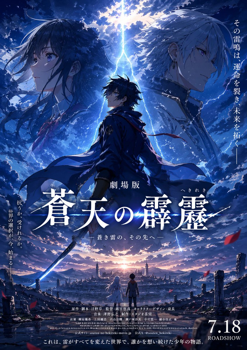 Fictional Anime Movie Poster 的 GPT Image 2 提示词示例图:A simple prompt for creating a high-quality movie poster for a fictional anime title.
