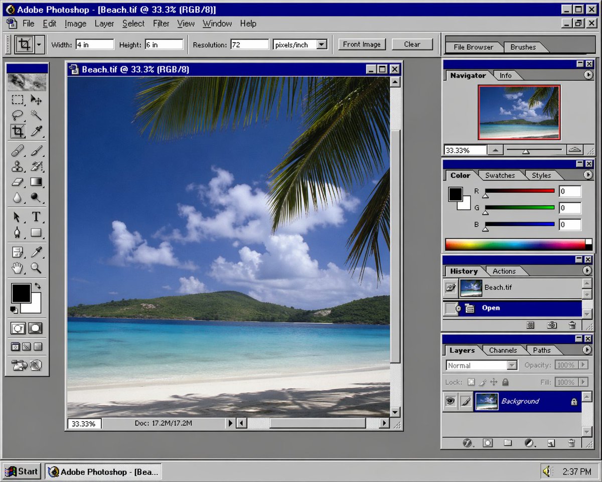 Nostalgic Software Interface 的 Qwen Image 提示词示例图：A prompt to recreate the UI aesthetics of creative software from the 1990s.