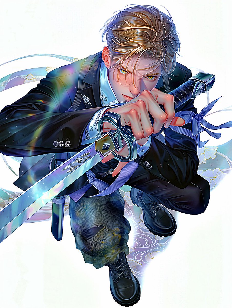Anime Samurai Game Ad Poster Qwen Image 프롬프트 예시 변형 3: A flashy vertical mobile game advertisement featuring two suited swordsmen, a giant samurai mecha, gameplay UI, QR code, and...