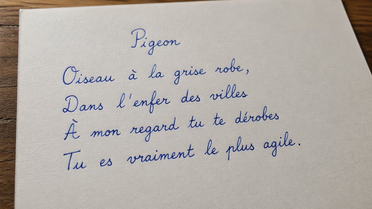 Handwritten French Poem on Paper Qwen Image prompt example variation 2: This prompt generates a realistic close-up photo of a handwritten French poem in blue ink on white paper,...