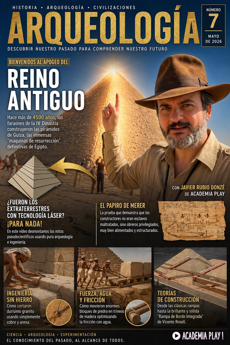 Spanish Archaeology Magazine Cover Qwen Image 프롬프트 예시: This prompt generates a dramatic Spanish-language archaeology magazine cover about the Egyptian pyramids, suitable for...