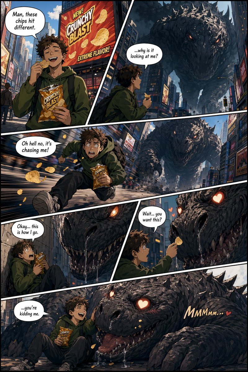 American Comic Strip Template 的 Qwen Image 提示词示例图:A reusable template for creating multi-panel American comic illustrations with cinematic storytelling elements.