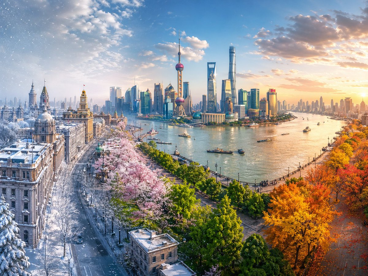 Four Seasons Continuous Panorama Qwen Image 프롬프트 예시: A cinematic prompt that creates a seamless transition of the four seasons across a single hyper-realistic panorama of a...