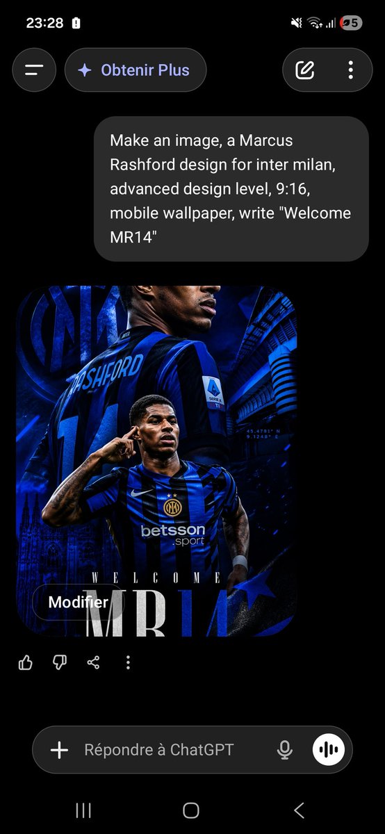Marcus Rashford Inter Milan Wallpaper GPT Image 2 prompt example variation 2: A detailed prompt for creating a sports-themed mobile wallpaper using the GPT Image 2 model.