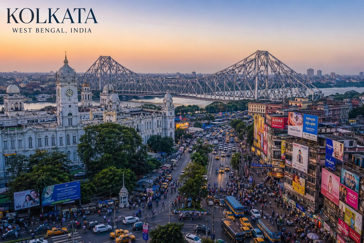 West Bengal City View Qwen Image 프롬프트 예시: Generates a scenic architectural representation of a city located in West Bengal, capturing its unique urban character.