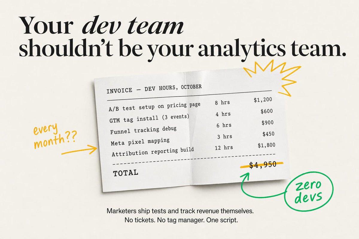 Minimal SaaS Ad With Invoice Mockup Qwen Image prompt example: This prompt generates a premium static marketing ad featuring a developer-hours invoice, strong editorial...
