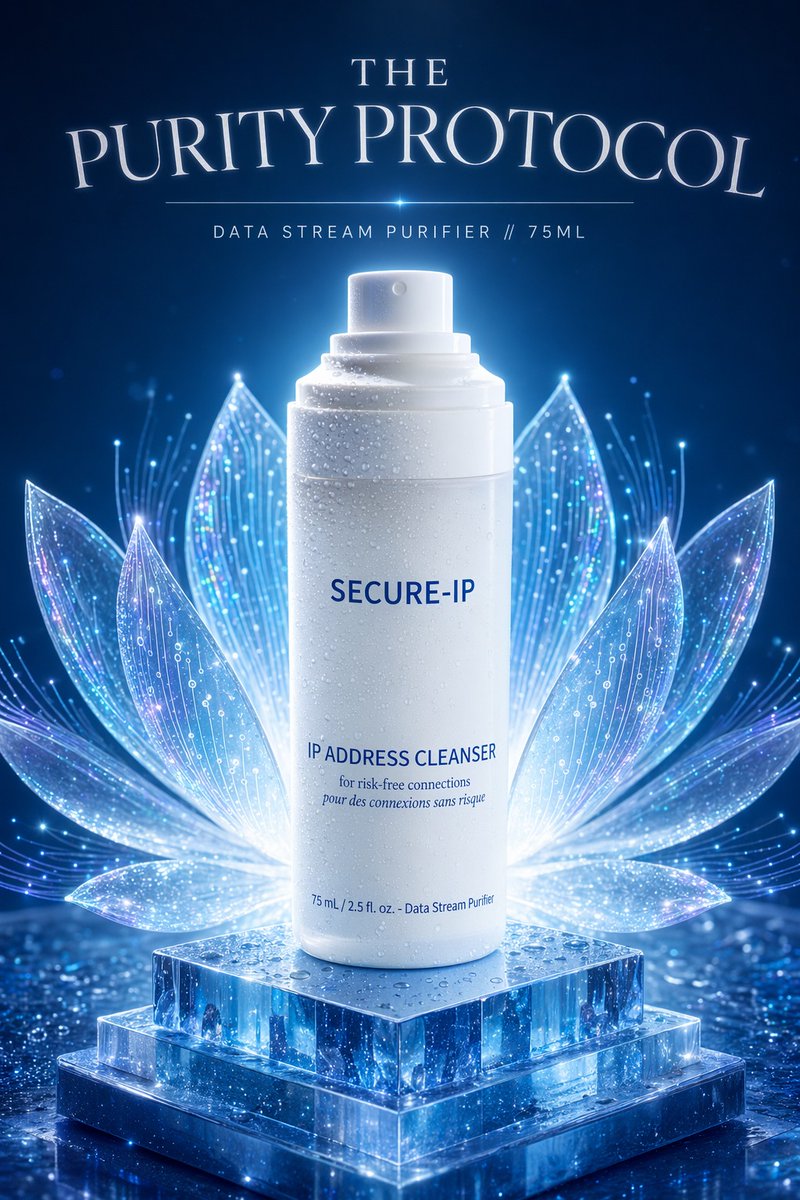 Futuristic Tech Beauty Product Poster 的 Qwen Image 提示词示例图:This prompt generates a premium sci-fi cosmetic-style ad poster for a cyber-themed spray bottle product, ideal for...