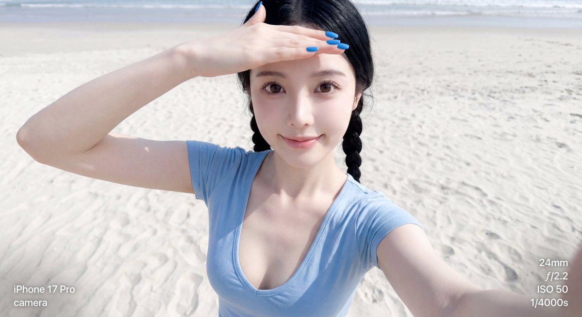 Pastel Beach Selfie Portrait GPT Image 2 prompt example variation 2: This prompt generates a realistic, softly lit beach selfie portrait with a youthful summer fashion aesthetic,...