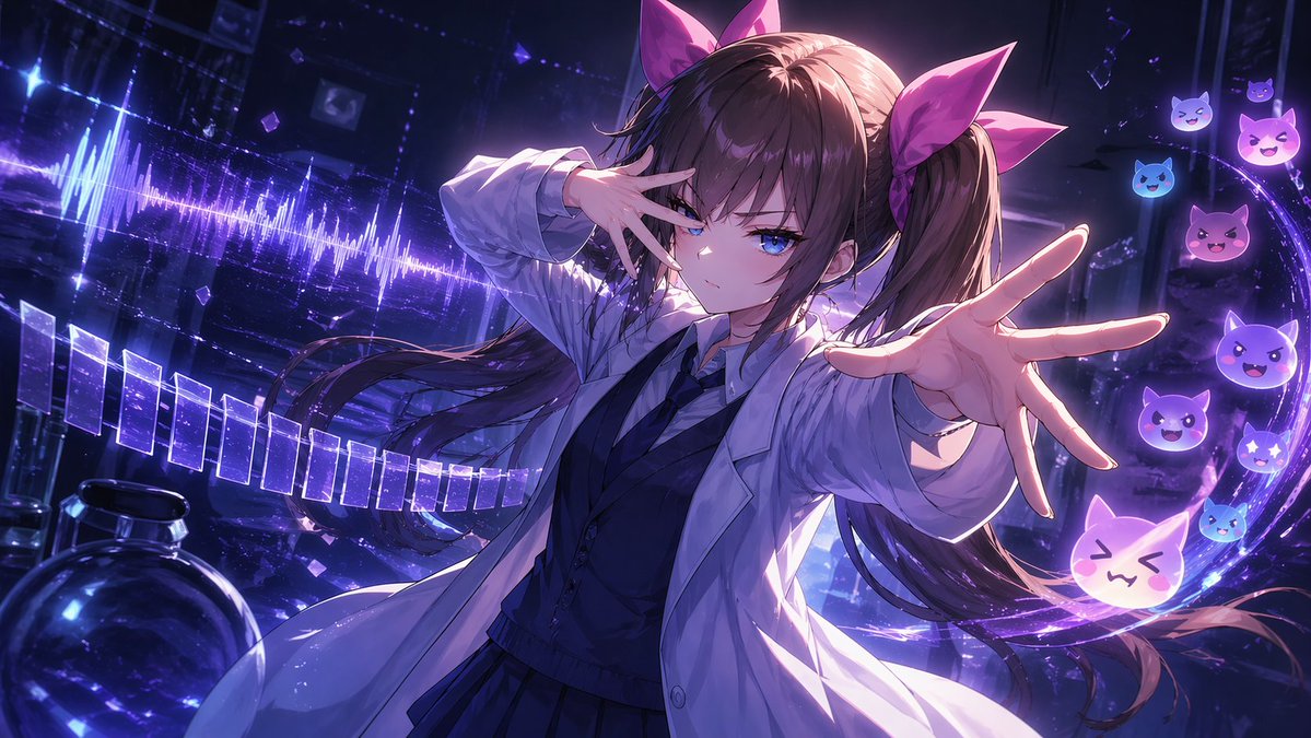 Chuunibyou Anime Girl in Neon Lab Qwen Image 프롬프트 예시: This prompt generates a dramatic single-panel anime character illustration, ideal for showcasing a stylish magical-tech...