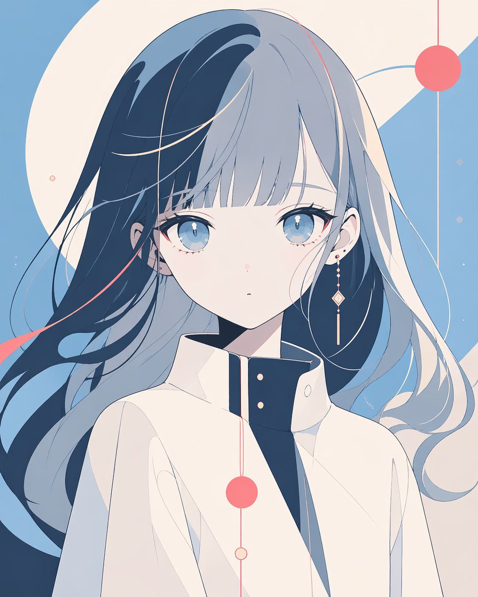 Minimalist Anime Portrait with Censored Face Qwen Image 프롬프트 예시: This prompt generates a stylish flat-color anime character poster with abstract geometric design, useful for...