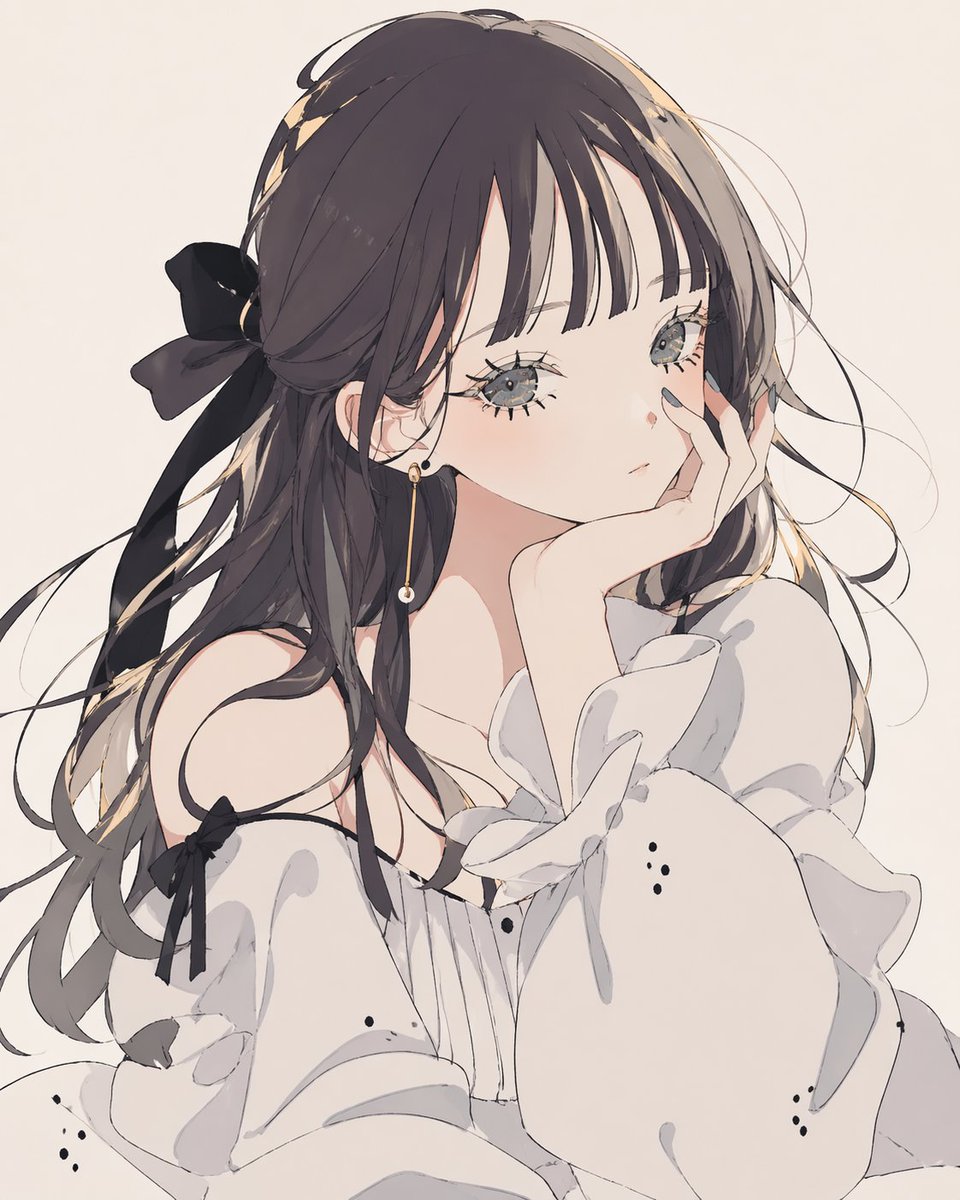 Soft Monochrome Anime Girl Portrait Qwen Image prompt example: This prompt generates a stylish close-up anime portrait of a wistful young woman, ideal for profile art, character...